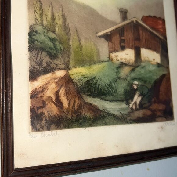 Original 1935 signed print Le Chalet - Picture 3 of 8